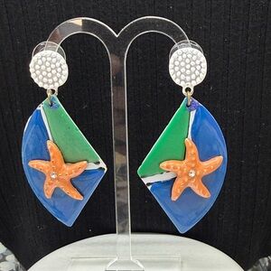 🌟Adorned Crown Jewelry assemblage sailboat starfish earrings